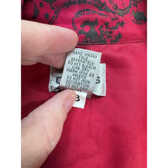 Chico's Asian Inspired Silk Beaded Red Gold Blazer Jacket Women's Medium‎ Career - Picture 4 of 7